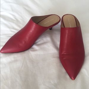 Pour La Victoire, Red, kitten heel mules, 9.5